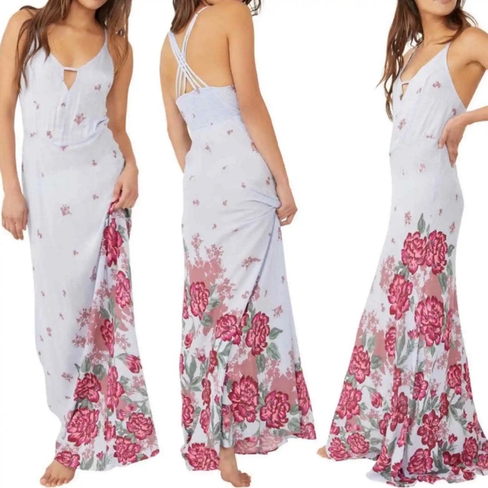 Free People Get To You Floral Maxi Sundress In Hydrangea Combo Size XS - Picture 11 of 11